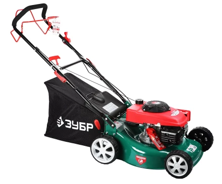 Газонокосилка ЗУБР бензиновая, самоход, 10 ступ. (25-75мм), 60л травосборник, 135см3, 460мм, 3.3кВт ЗГКБ-460СТ купить в Новом Уренгое