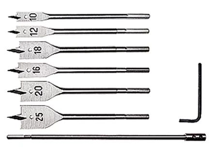 Набор сверл перовых по дереву 10-12-16-18-20-25 мм 6 шт удлинитель 300 мм MATRIX 70406 купить в Новом Уренгое