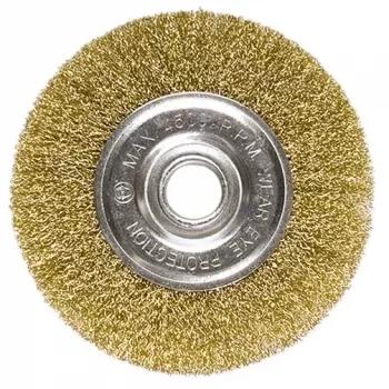 Щетка для УШМ, 150 мм, посадка 22,2 мм, плоская, латунированная витая проволока MATRIX 74664 купить в Новом Уренгое