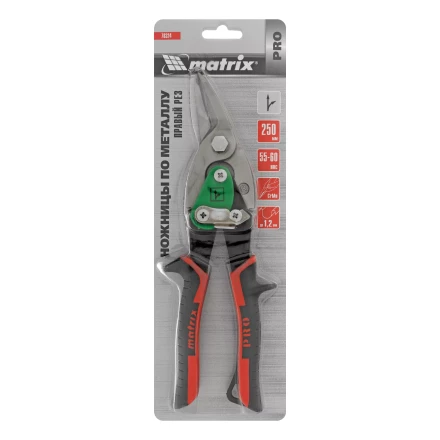 Ножницы по металлу Matrix, 250 мм, правый рез, сталь CRMO, двухкомпонентные рукоятки, PRO 78324 купить в Новом Уренгое