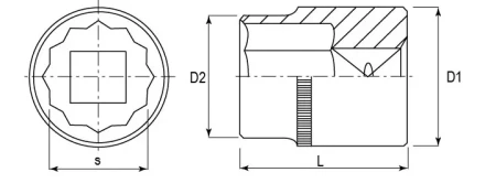 Головка торцевая 12-гранная 1/2&quot;DR 22 мм S04H4922 Jonnesway 48168 купить в Новом Уренгое