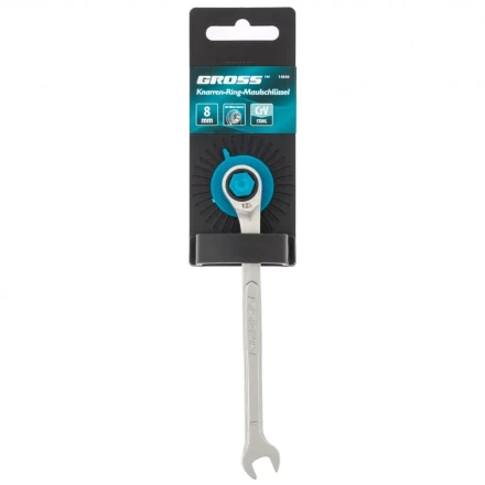 Ключ комбинированный трещоточный 8 мм количество зубьев 100 Gross 14846 купить в Новом Уренгое