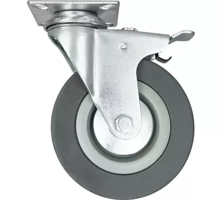 Аппаратное поворотное колесо с тормозом HITCH 75*20 резина серая SCgb93 (SZ084837) купить в Новом Уренгое