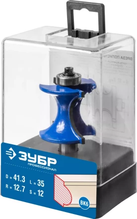 ЗУБР 41.3 x 35 мм, радиус 12.7 мм, фреза полустержневая с подшипником, Профессионал (28722-41.3) купить в Новом Уренгое