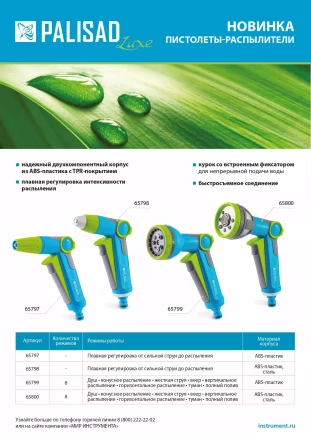 Пистолет-распылитель Palisad 65799, 8 режимов, регулируемый, с курком, Luxe купить в Новом Уренгое