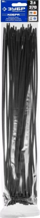 Кабельные стяжки черные КОБРА, с плоским замком, 3.6 х 370 мм, 50 шт, нейлоновые, ЗУБР 30935-36-370 купить в Новом Уренгое