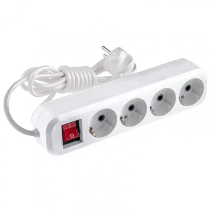 Удлинитель бытовой с заземлением и выключателем 2 м 4 розетки 10 A серия УХз10 Denzel 95975 купить в Новом Уренгое