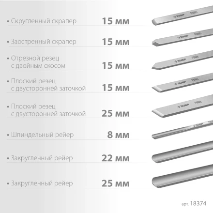 ЗУБР УМЕЛЕЦ-8, 8 шт, Р6М5, набор ручных резцов по дереву, Профессионал (18374) купить в Новом Уренгое