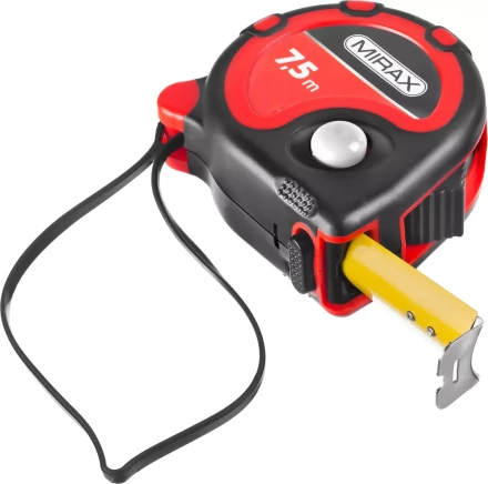Рулетка, MIRAX 34013-08-25, 3 стопора, двухкомпонентный пластиковый корпус, 7,5мх25мм 34013-08-25 купить в Новом Уренгое