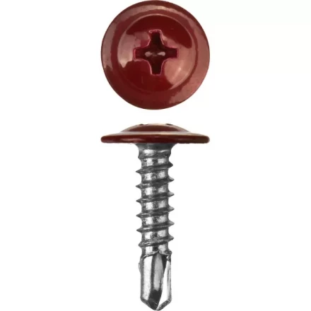 Саморезы ЗУБР с прессшайбой и сверлом по листовому металлу до 2мм, окрашенные в RAL-3005, PH2, 4,2х25мм, 400шт 300211-42-025-3005 купить в Новом Уренгое
