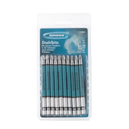 Набор бит Pz2 х90, сталь S2, 10шт GROSS 11201 купить в Новом Уренгое