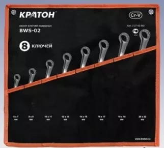 Набор ключей накидных Кратон BWS-02 8 пр. 2 27 02 002 купить в Новом Уренгое