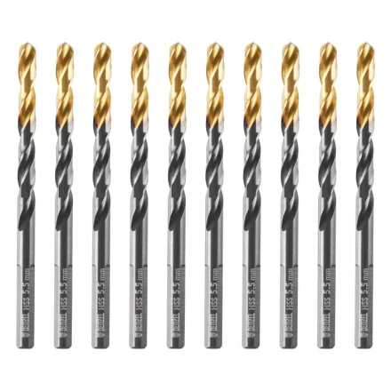 Сверло по металлу, 5,5 мм, HSS-Tin, Golden Tip, 10 шт. Denzel 717214 купить в Новом Уренгое