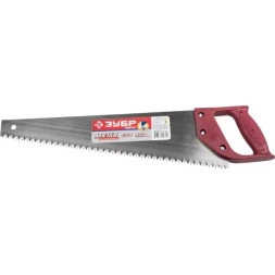 Ножовка ЗУБР "МАСТЕР" по дереву, прямой крупный зуб, пластиковая ручка, шаг зуба 5мм, 450мм 1525-04-45