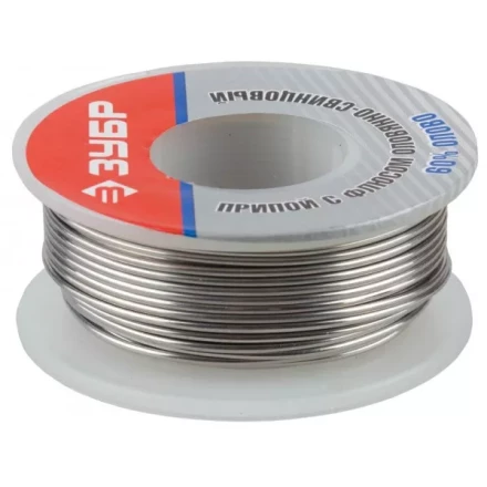 Припой ЗУБР оловянно-свинцовый, 60% Sn / 40% Pb, 100гр 55420-100 купить в Новом Уренгое