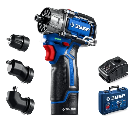ЗУБР КОМБИ #2, 12 В, 45 Н·м, 1 АКБ тип Т7 (2 А·ч), модульная дрель-шуруповерт, BRUSHLESS, кейс, Профессионал (DB-125-21) купить в Новом Уренгое