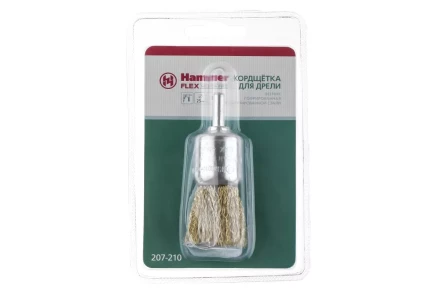 Кордщетка HAMMER кисть 25мм для дрели гофрированная латунированная сталь (207-210) купить в Новом Уренгое