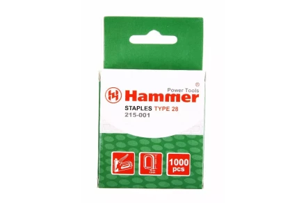 Скобы для степлера HAMMER 215-001 12мм, тип 28, 1000 шт. купить в Новом Уренгое