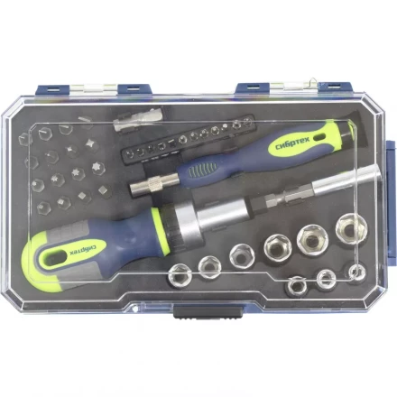 Отвертки реверсивные с набором бит и торцевыми головками 41 штук CrV Сибртех 13338 купить в Новом Уренгое