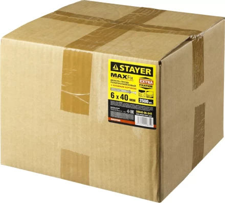 Дюбель-гвоздь полипропиленовый, потайный бортик, 6 x 40 мм, 2500 шт, STAYER Master 30640-06-040 30640-06-040 купить в Новом Уренгое