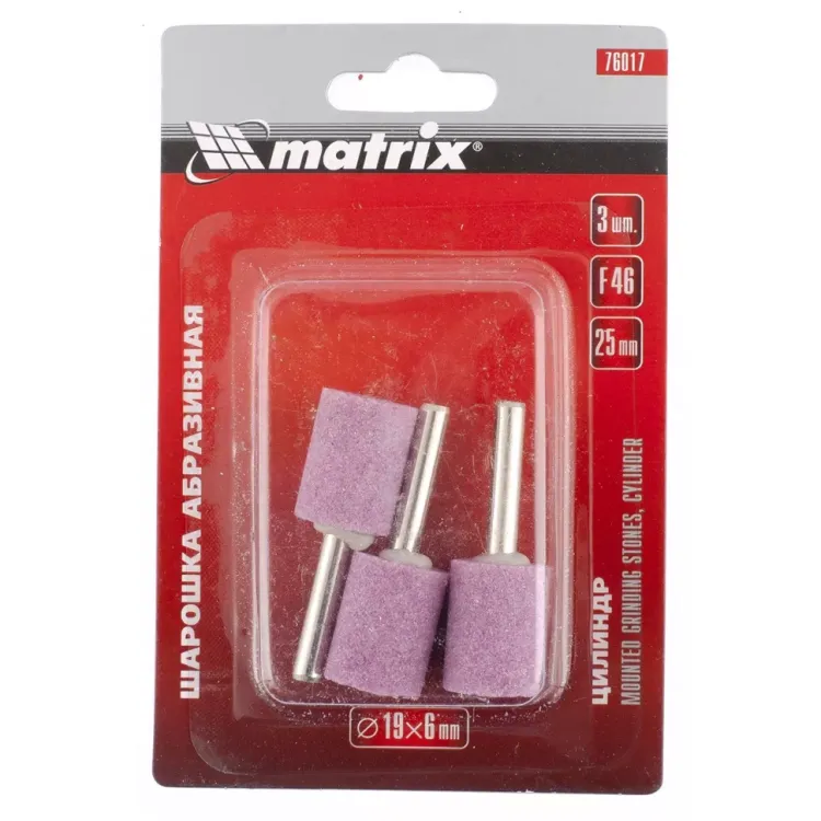Шарошка абразивная цилиндр 10 x 20 x 3 мм F80 3 штуки MATRIX 76018 купить в Новом Уренгое