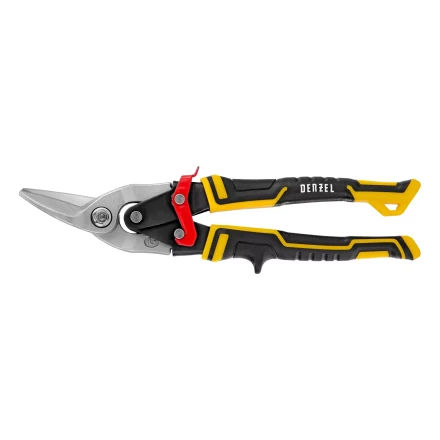 Ножницы по металлу Denzel, 270 мм, прямой и левый рез, сталь-СrMo, трехкомпонентные рукоятки, 78372 купить в Новом Уренгое