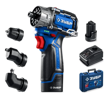 ЗУБР КОМБИ #3, 12 В, 45 Н·м, 2 АКБ тип Т7 (2 А·ч), модульная дрель-шуруповерт, BRUSHLESS, кейс, Профессионал (DB-125-22) купить в Новом Уренгое