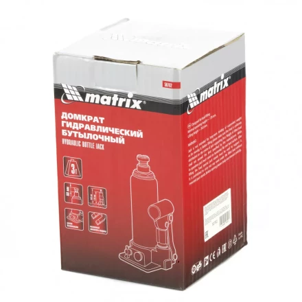 Домкрат гидравлический бутылочный 3 т h подъема 178-343 мм Matrix 50762 купить в Новом Уренгое