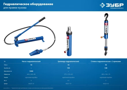 ЗУБР 10 т, гидравлическая стяжка, Профессионал (43023-10) купить в Новом Уренгое
