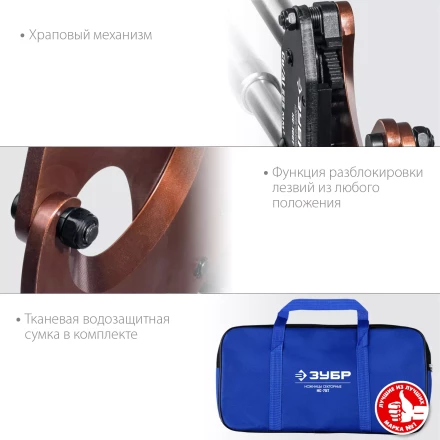 ЗУБР НС-100T, d 100мм, 270 - 440 мм, секторные ножницы, Профессионал (23353-100) купить в Новом Уренгое