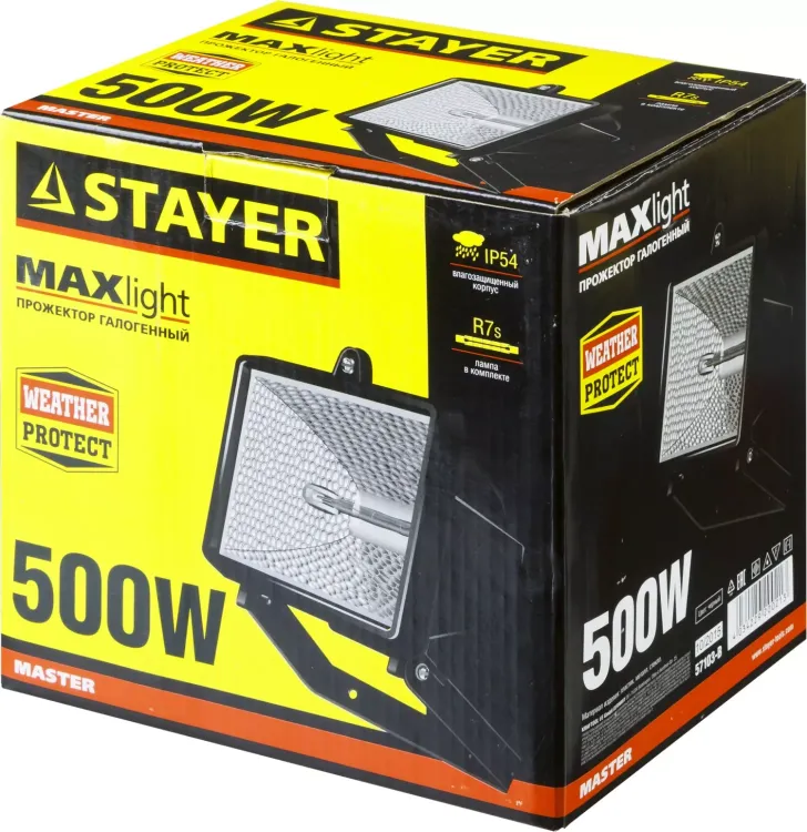 Прожектор STAYER "MASTER" MAXLight галогенный, с дугой крепления под установку, черный, 500Вт 57103-B купить в Новом Уренгое