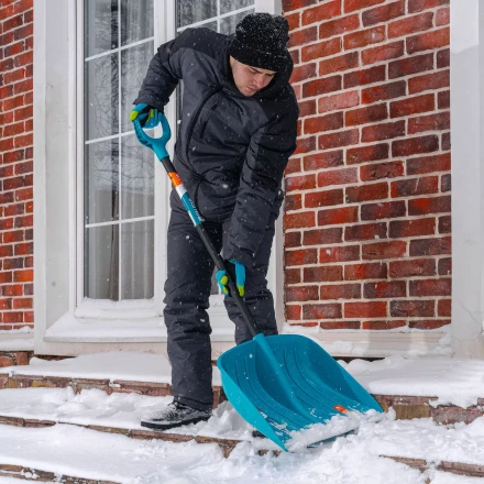 Лопата для уборки снега Palisad 61678, полипропилен, 450х450х1355 мм, алюминиевый черенок, усиленная, LUXE купить в Новом Уренгое