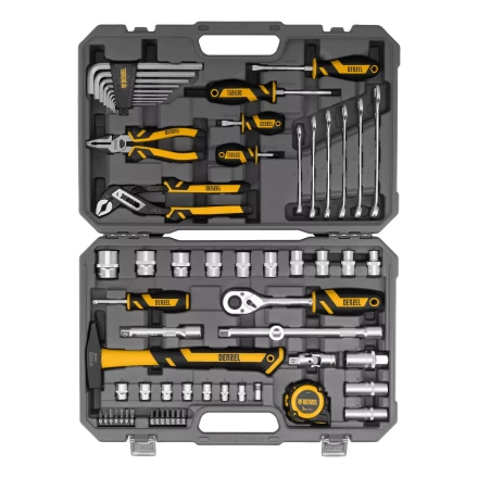 Набор инструментов Denzel 15801, 1/2&quot;, 1/4&quot;, CrV, S2, пластиковый кейс, 64 предмета купить в Новом Уренгое