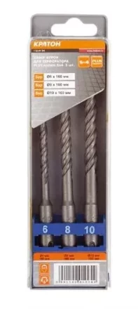 Набор буров  SDS-plus S4 3 штуки   Кратон 1 02 01 004 купить в Новом Уренгое