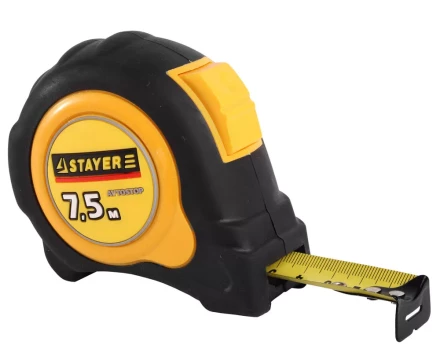 Рулетка STAYER "MASTER" "OMEGA" автостоп, обрезиненный корпус, 7,5мх25мм 548832 купить в Новом Уренгое