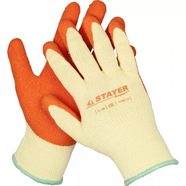 Перчатки STAYER "EXPERT"  рабочие с рельефным латексным покрытием, 10 класс, S-M 11407-S купить в Новом Уренгое