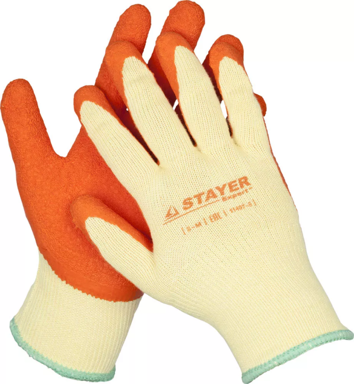Перчатки STAYER "EXPERT"  рабочие с рельефным латексным покрытием, 10 класс, S-M 11407-S купить в Новом Уренгое