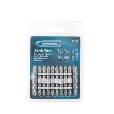 Набор бит двухстор., Ph2-Ph2х45мм, сталь S2, 10шт GROSS 11209 купить в Новом Уренгое
