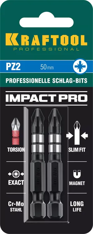 Биты для ударных шуруповертов KRAFTOOL Impact Pro PZ 26193-2-50-S2 купить в Новом Уренгое