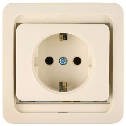 Розетка СВЕТОЗАР &quot;ГАММА&quot; одинарная, с заземлением, цвет бежевый, 16А/~250В SV-54105-B купить в Новом Уренгое