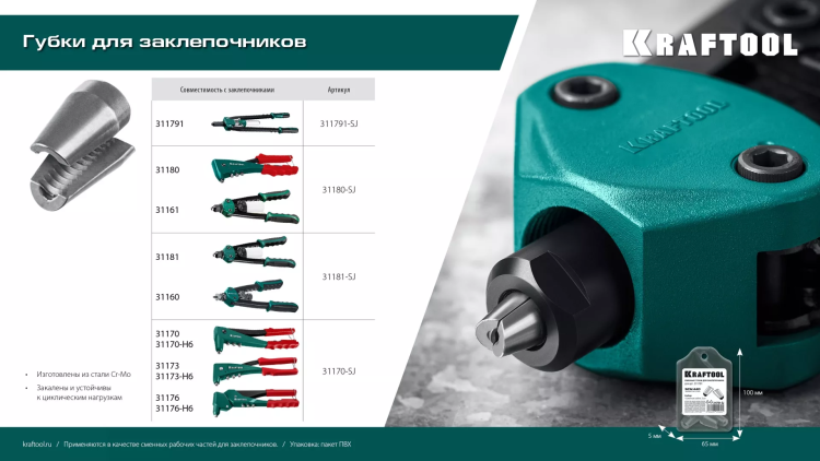 Губки для заклепочников KRAFTOOL 31180-SJ купить в Новом Уренгое