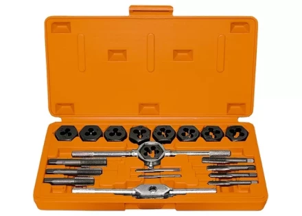 Набор метчиков и плашек М3 - М12 плашко-метчикодержатель 20 предметов в пластиковом боксе SPARTA 773105 купить в Новом Уренгое