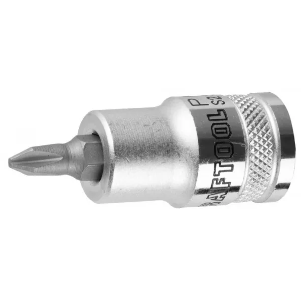 Торцовая бита-головка KRAFTOOL "INDUSTRIE QUALITAT", материал S2, PHILLIPS, сатинированная, 1/2", PH2 27901-2_z01 купить в Новом Уренгое