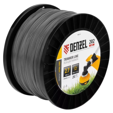 Леска для триммера двухкомпонентная звезда, 2,7мм х 202м, на DIN катушке EXTRA CORD// Denzel 96814 купить в Новом Уренгое