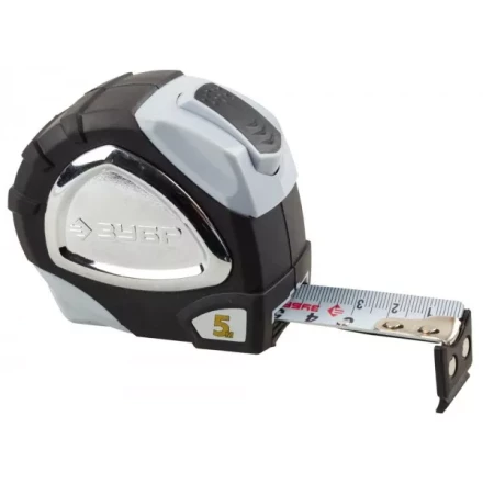 Рулетка ЗУБР &quot;ЭКСПЕРТ&quot; &quot;ПРЕМИУМ&quot;, двухкомпонентный корпус, автостоп, полотно с нейлоновым напылением, 5 м / 25 мм 34050-05-25_z01 купить в Новом Уренгое
