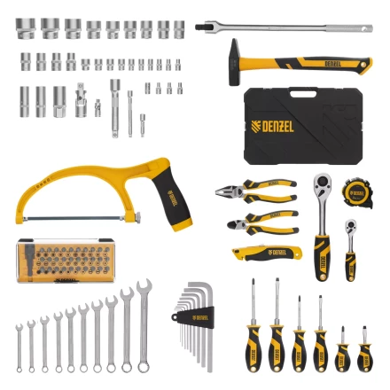 Набор инструментов Denzel 15803, 1/2&quot;, 1/4&quot;, CrV, S2, пластиковый кейс, 100 предметов купить в Новом Уренгое