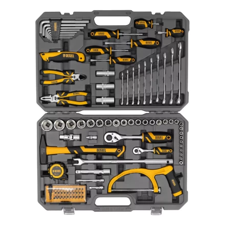 Набор инструментов Denzel 15803, 1/2&quot;, 1/4&quot;, CrV, S2, пластиковый кейс, 100 предметов купить в Новом Уренгое