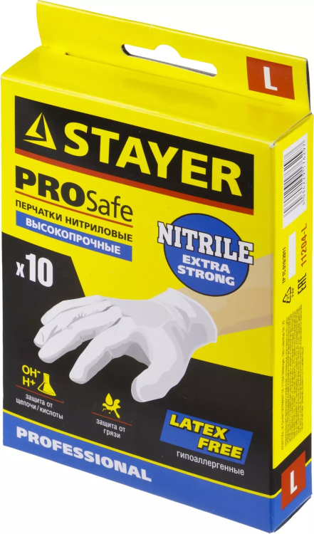 Перчатки STAYER "PROFI" нитриловые экстратонкие, L, 10шт 11204-L купить в Новом Уренгое