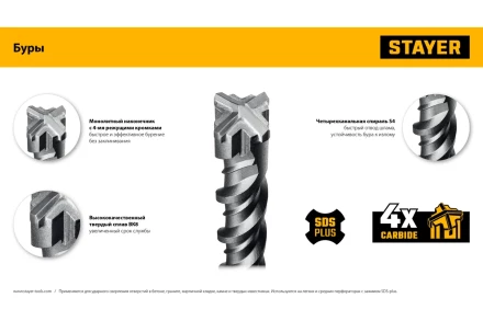 STAYER HERCULES-4Х 5x160 мм, SDS-plus бур купить в Новом Уренгое