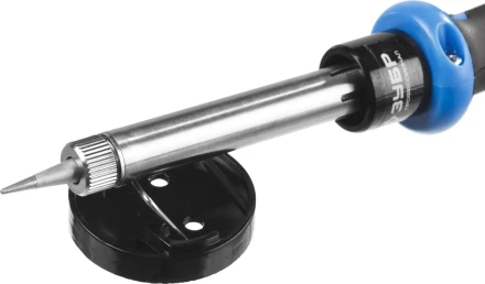 Паяльник ЗУБР &quot;ПРОФЕССИОНАЛ&quot; с двухкомпонентной рукояткой и защитным колпачком в наборе с припоем и подставкой, 60Вт, конус 55402-60_z01 купить в Новом Уренгое